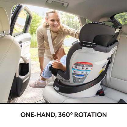 Evenflo Revolve360 Slim 2-in-1 Rotating Car Seat with Green & Gentle Fabric (Travertine)