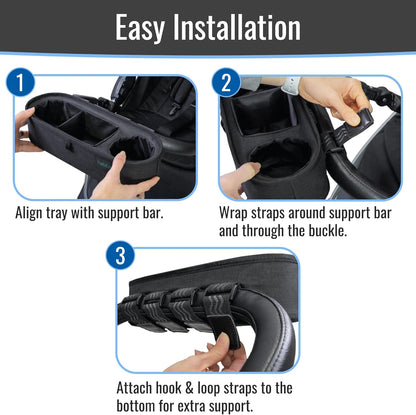 Habitat Universal Stroller Snack Tray with Insulated Cup Holder - Divided Compartment with Secure Non-Slip Straps | Stroller Snack Tray Attachment Fits Most Strollers