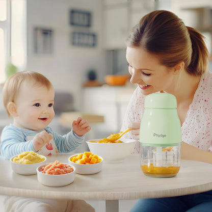 Baby Food Maker, Green Baby Food Blender, 10oz Baby Food Puree Maker, Food Processor for Baby Foods Fruit Vegetable Meat, 10-Second Quick Soft Food Prep for Baby