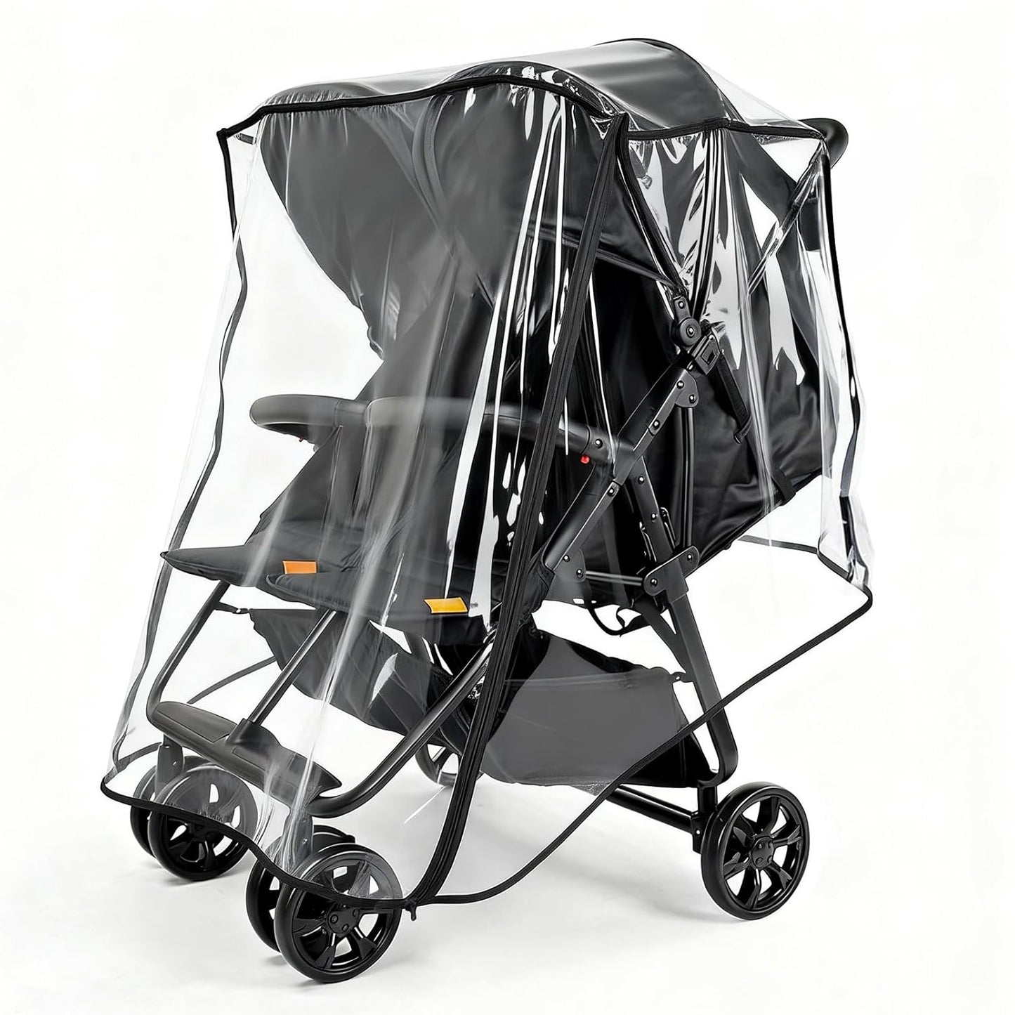 Rain Cover for Zoe Twin Double Stroller, Custom Fit Waterproof Stroller Rain Cover with Clear EVA, Ventilation Holes & Side Zipper, Easy Install & Compact Storage (Jogger not Included)