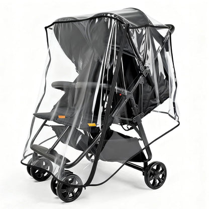 Rain Cover for Zoe Twin Double Stroller, Custom Fit Waterproof Stroller Rain Cover with Clear EVA, Ventilation Holes & Side Zipper, Easy Install & Compact Storage (Jogger not Included)