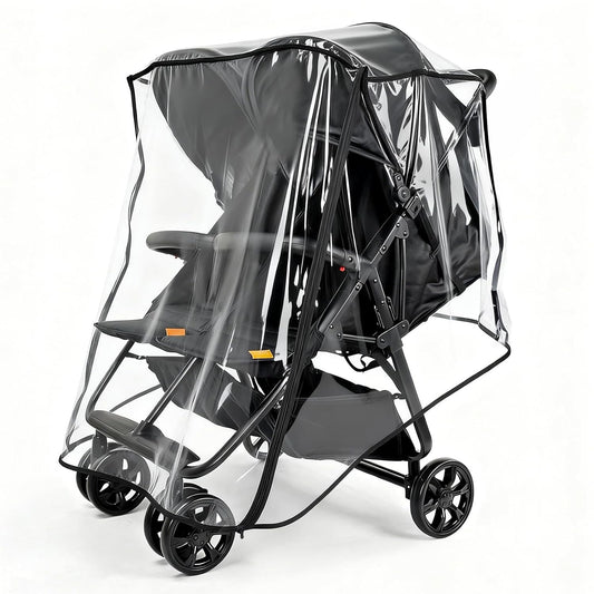 Rain Cover for Zoe Twin Double Stroller, Custom Fit Waterproof Stroller Rain Cover with Clear EVA, Ventilation Holes & Side Zipper, Easy Install & Compact Storage (Jogger not Included)