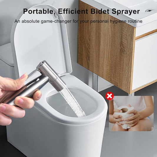 Handheld Bidet Sprayer for Toilet, Premium Stainless Steel Bathroom Bidet Attachment, Adjustable Water Pressure Control for Feminine Wash,Cloth Diaper for Baby Wash, Support Wall or Toilet Mount