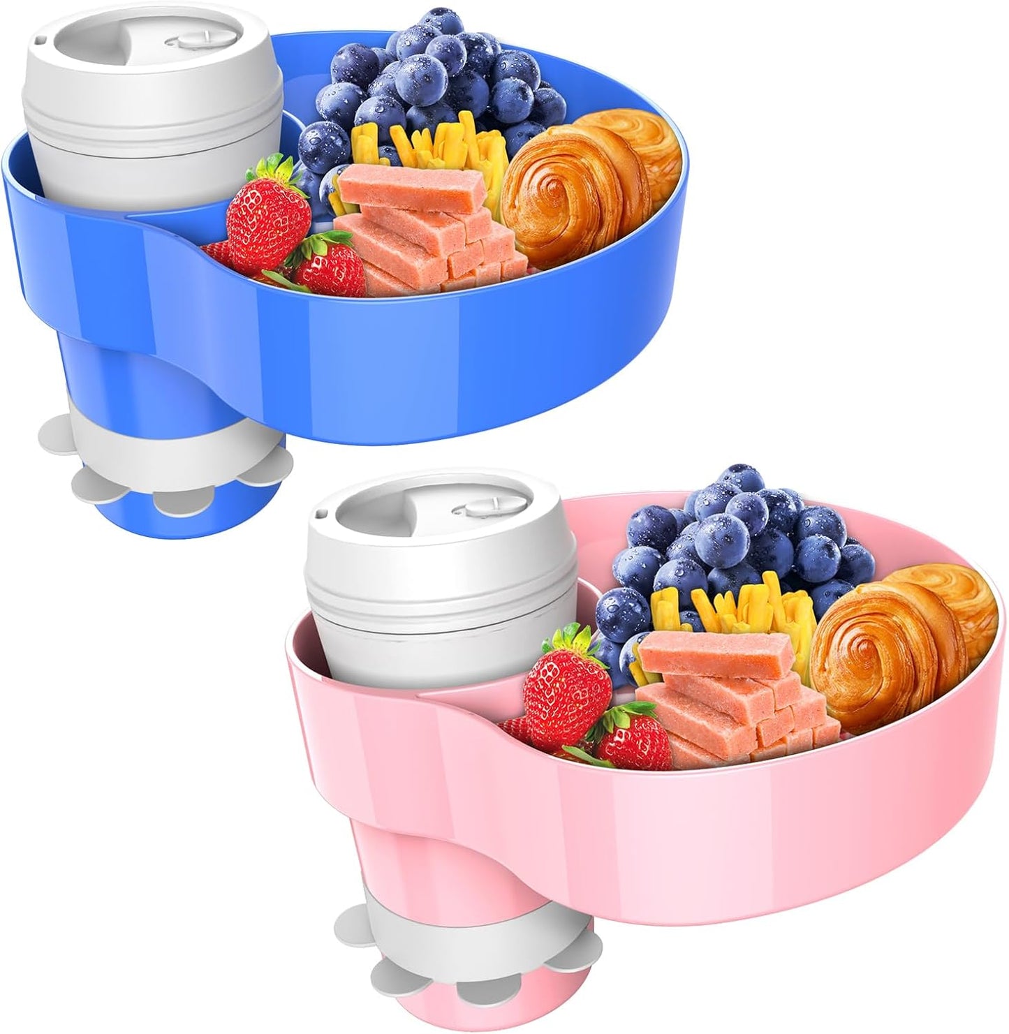 Kids Car Seat Tray, Travel Tray with Cup Holder for Toddler, Baby Car Seat Food Snack Organizer for Road Trip, Stroller snack tray travel must haves (Black 2 Packs)
