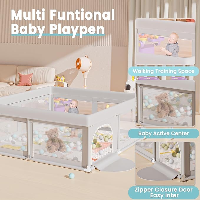 Hiaksedt Baby Playpen with Mat Small Playpen for Babies and Toddlers 50 x 50 inch Baby Fence Playards