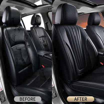 FLORICH Car Seat Covers, Brown Leather Seat Covers for Cars, Faux Nappa Leather Automotive Seat Protectors, Car Seat Cushions Universal Fit for Most Sedans SUVs Trucks - Brown