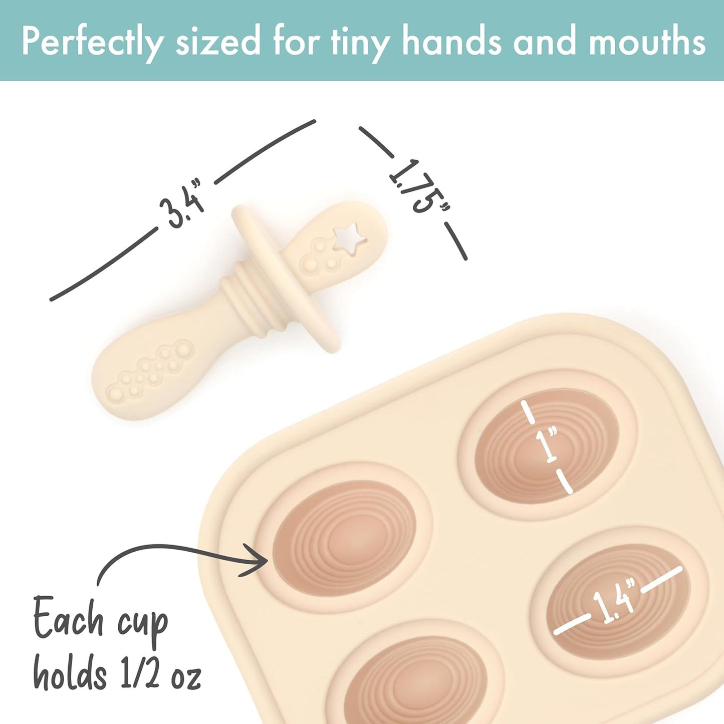 PrimaStella Silicone Petite Pops - Baby Popsicle Mold - BPA Free - Dishwasher Safe - 4 months+ Teether Pops