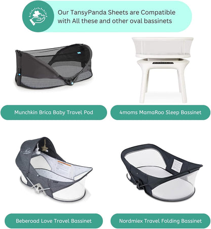 Bassinet Sheets for Papablic, CoZee, Cowiewie, Ezebaby, Nawahev Baby Bassinet Bedside Sleeper by TansyPanda, 3PC, 33x20, Ultra Soft, Breathable Snug Fit, Unisex Boys Girls, Gray White (Space Rockets)