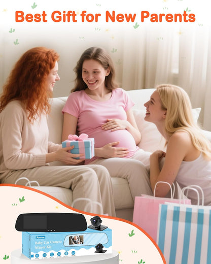 Pemacom Baby Car Mirror Camera: Dash-Free 4.3-inch HD Clear Night Vision Wide Angle View for Infant Backseat Monitoring - Plug-Play No-Professional Installation for Parents Long Road Driving