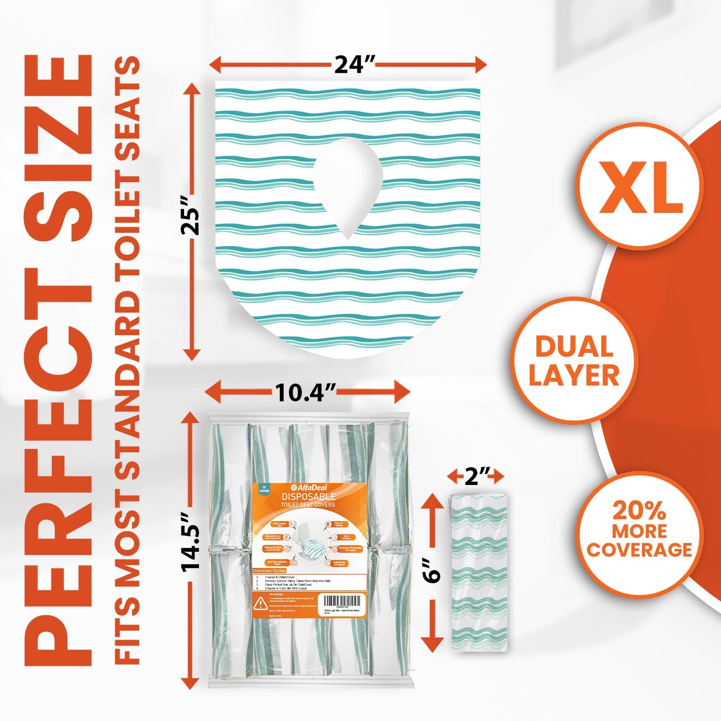 20 Extra Large Toilet Seat Covers Disposable for Kids & Adults-Toilet Covers Disposable for travel-Toddler Toilet Seat Cover Liners for Potty Training-Individually Wrapped-Waterproof (Bees)