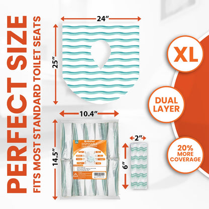 20 Extra Large Toilet Seat Covers Disposable for Kids & Adults-Toilet Covers Disposable for travel-Toddler Toilet Seat Cover Liners for Potty Training-Individually Wrapped-Waterproof (Bees)