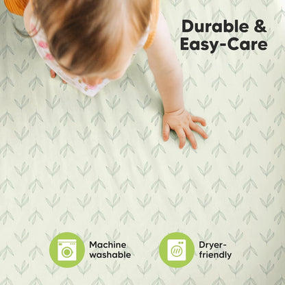 2-Pack Mini Crib Sheets Fitted - 38x26 Pack N Play Sheets for Pack and Play Mattress, Organic Cotton, Soft & Breathable Playard Bedding, Neutral Mini Toddler Bed Cover for Boys, Girls (Dragon Tale)