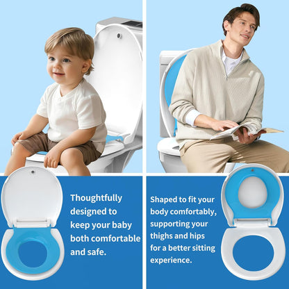 Potty Training Toilet Seat, 16.5" Round White Seat with Built-In Toddler Function, Design for Both Child and Adult,with Detachable Seat Stable .Safe PP Material,Slow Close,Magnets- Round,Easy Install