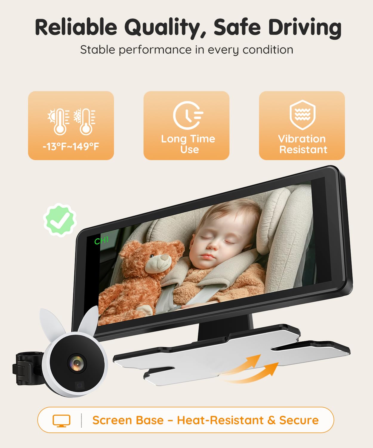 Babyvue BV3PRO Dual Baby Car Camera for 2 Boys, 7.2" 1080P HD Split Screen, Crystal Clear IR Night Vision, No Distortion Display Baby Car Monitor, Safe Driving for Back Seat & Pets