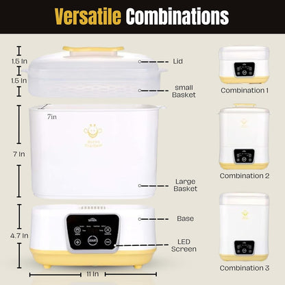 6-in-1 Electric Bottle Sterilizer and Dryer, Use as Baby Bottle Warmer, Defrost, Heat Food & Sanitizer Machine, Temperature & Time Setting up to 12 hours, Newborn Baby Essentials Sterilization Machine