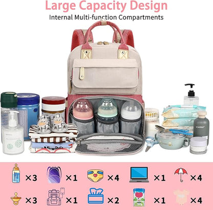 Legestori Diaper Bag Backpack, Baby Girl Diaper Bag, Large Diaper Bag Backpack Gift for Girls, Baby Diper Backpack for Travel with Insulated Pockets and Stroller Straps