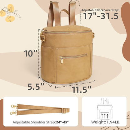 miss fong Small Diaper Bag Mini Diaper Bag, Leather Diaper Bag Backpack Mini Backpack with 14 Pockets Insulated Pockets & Shoulder Strap