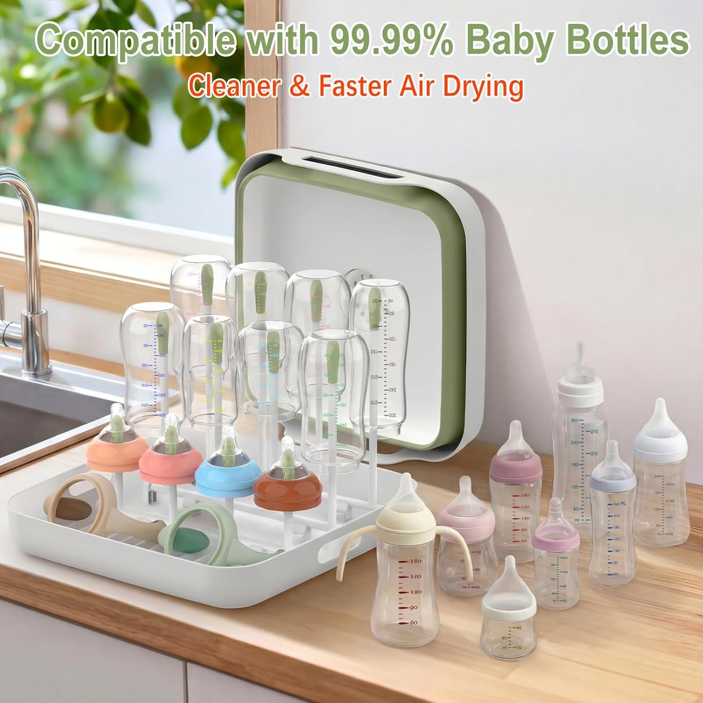 Yecuip Collapsible Wash Basin for Baby Bottles with Drying Rack – 2.4 Gallon Foldable Dish Tub with Handles, Portable RV Camping Sink & Space-Saving Wash Bin with Lid for Kitchen, Travel & Outdoor
