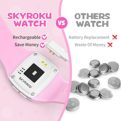Potty Training Watch for Toddlers, Cute Apple-Shaped Design with 5 Timing Modes (30-180min), Music & Flash Reminders, Magnetic Charging, Compact Screen, Splash-Proof, Gifts for 3-7 Year Old Girls Boys