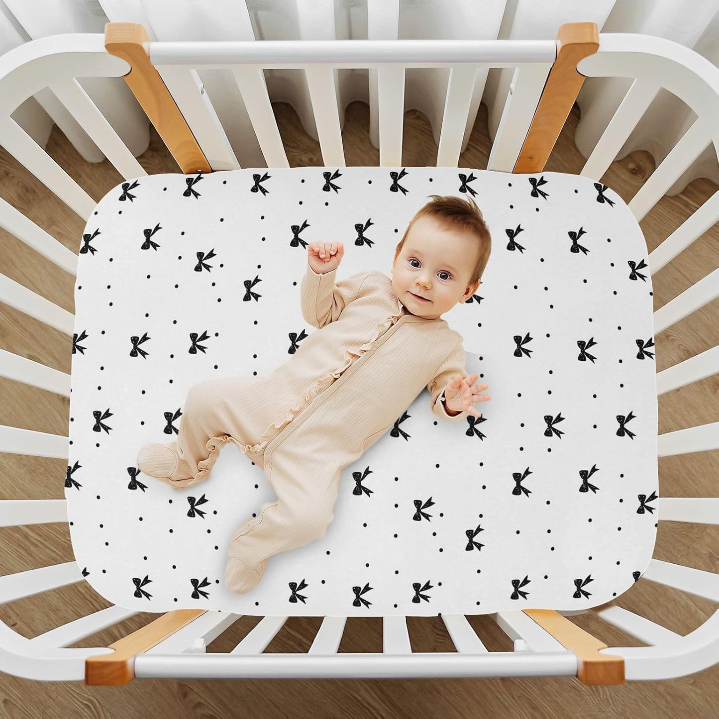 Fall Cute Mushroom Leaves Fitted Crib Sheets Stretchy Portable Playard Sheets for Baby Toddler, Breathable Soft Mini Crib Mattress 52 x 28 in for Boys and Girls