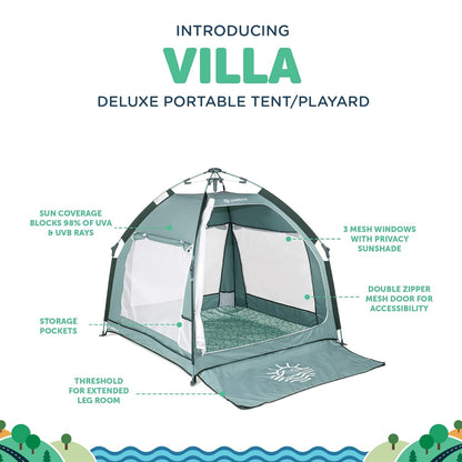 Baby Delight Go with Me Villa Portable Tent and Playard | Kids Tent and Playhouse | Indoor and Outdoor | Green Garden