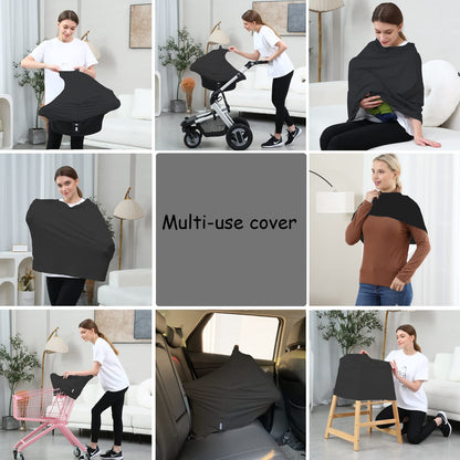 Car Seat Covers for Babies - Multi-use Carseat Canopy Cover Breastfeeding Covers, Stroller Canopy Cover (Navy Dinosaur)