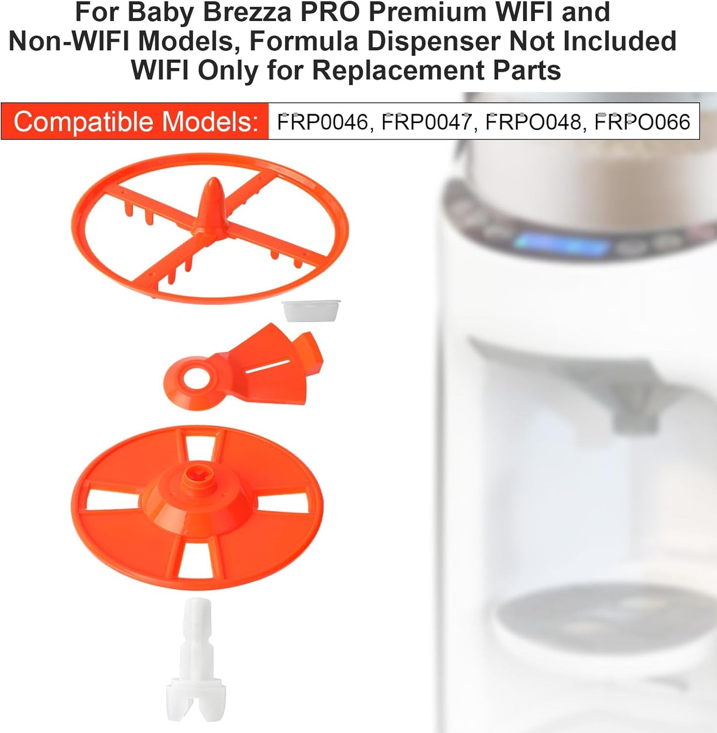 5pcs Replacement Parts for Baby Brezza Formula Pro Advanced & WiFi Models Maker FRP0046 FRP0047 FRP0048 FRP0066, Includes Rubber Scraper Stirring Wheel Locking Cover Measuring Wheel Axle