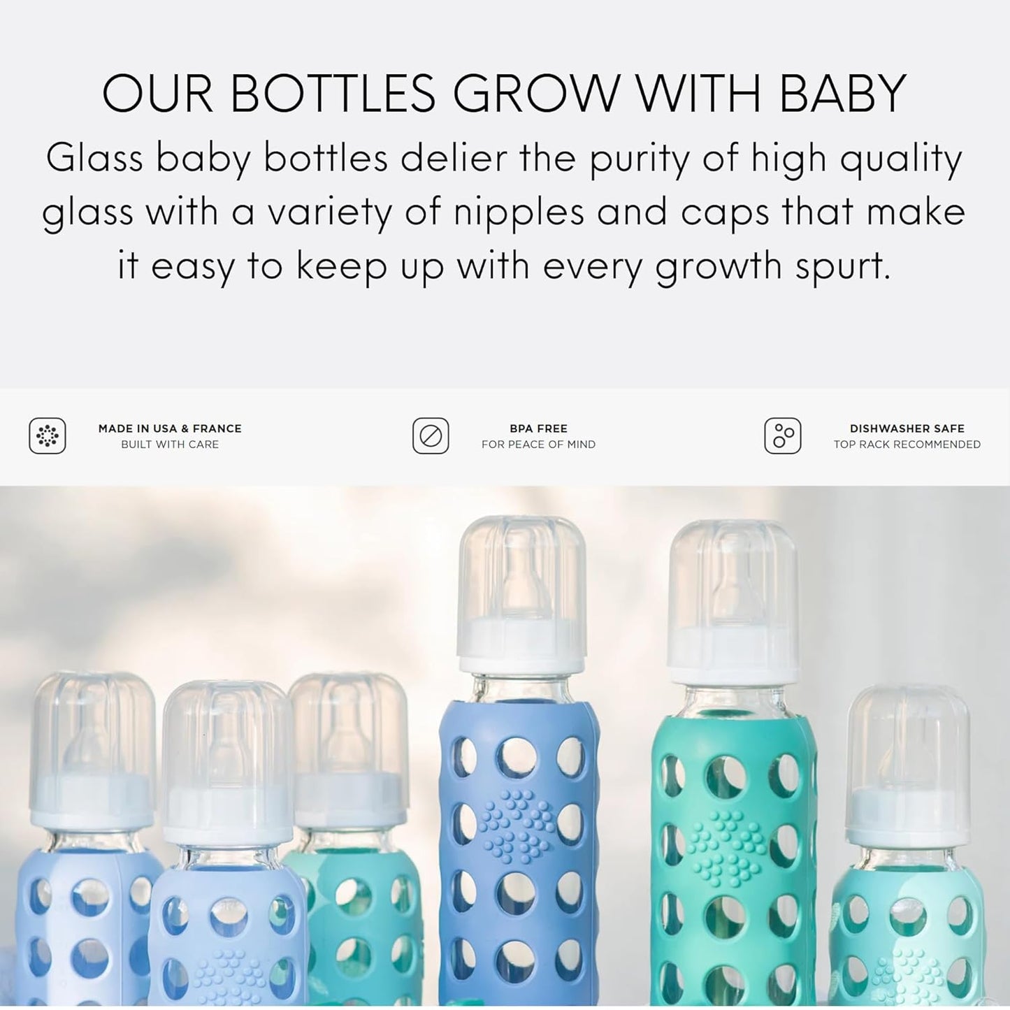 Lifefactory Glass Baby Bottle BPA Free | Protective Silicone Sleeve | 4 oz Pack of 2 | Cantaloupe, Banana
