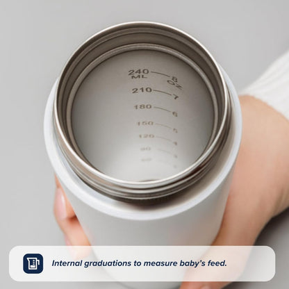 Nuby RapidCool Portable Baby Bottle Maker - with Milk Powder Dispenser and Digital Lid - Ideal for Travel Bottles and Night Feeds - Stainless Steel