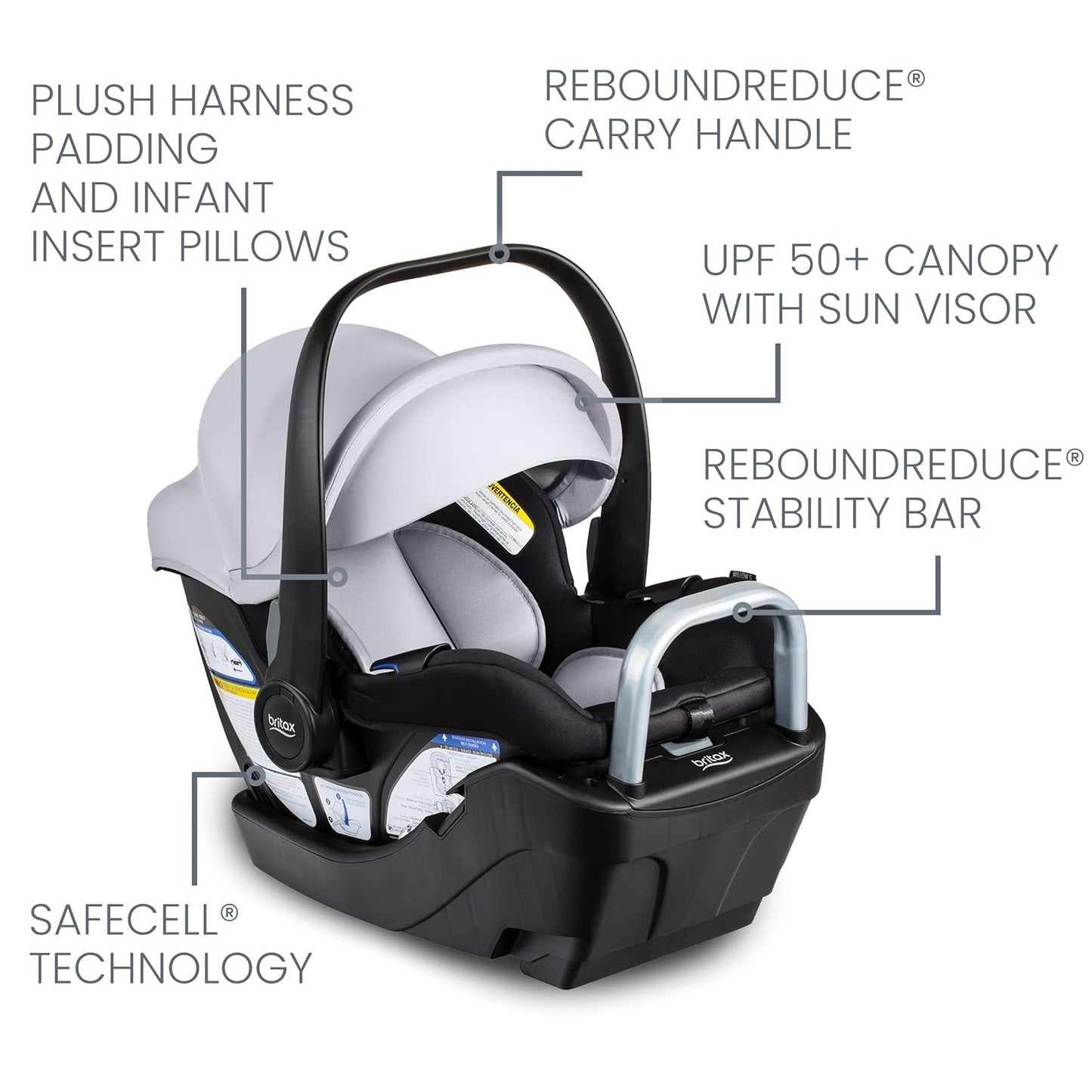 Britax Willow SC Infant Car Seat, Rear Facing Car Seat with Alpine Base, ClickTight Technology, RightSize System, Pindot Stone