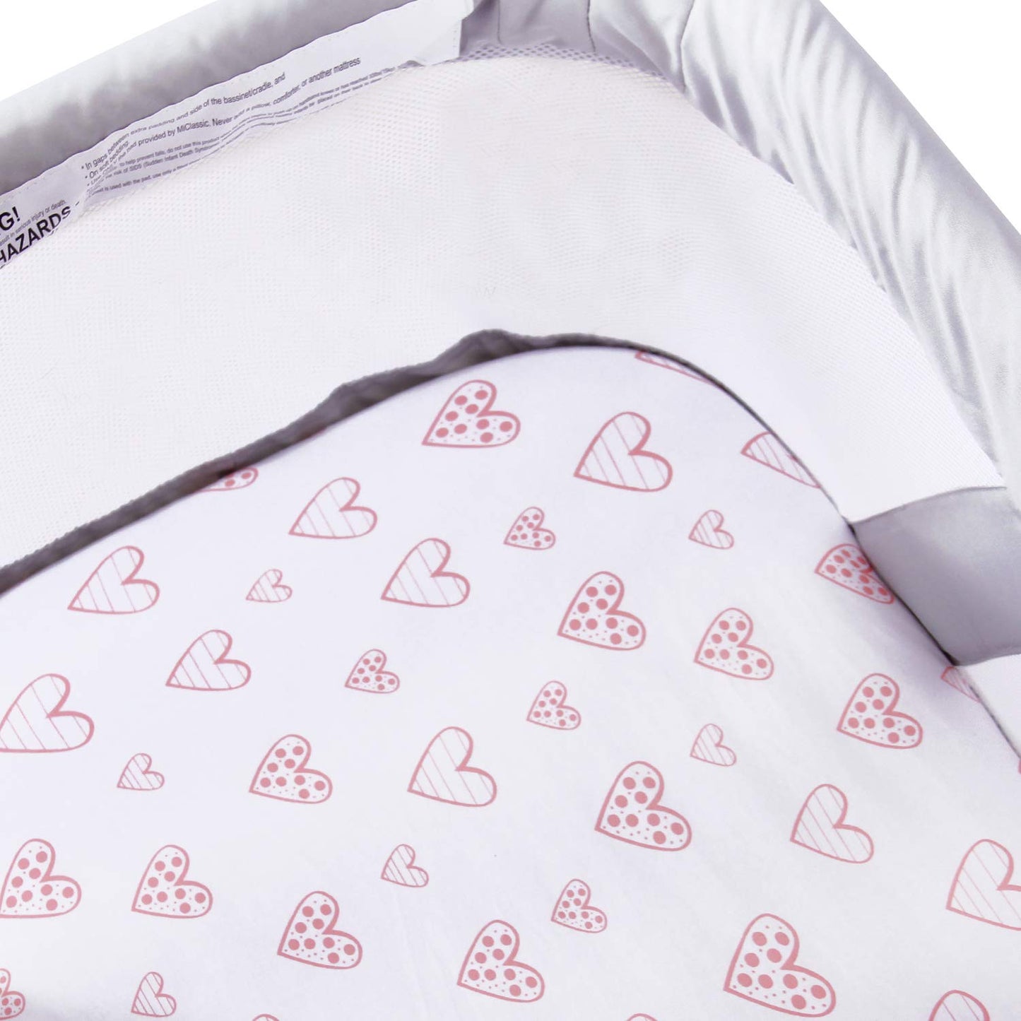 Bassinet Sheets Fit for Simmons Kids By The Bed City Sleeper Bassinet(Twins), Moses Basket and Hospital Bassinet, 100% Cotton, 2 Pack, Gray and White Print - Colors A