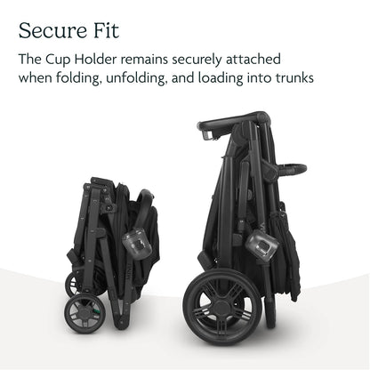 UPPAbaby Cup Holder for Vista, Cruz, Minu Strollers - Quick, Intuitive Attachment + Removal - Securely Holds Various Size Beverages - BPA Free + Dishwasher Safe - Folds Attached
