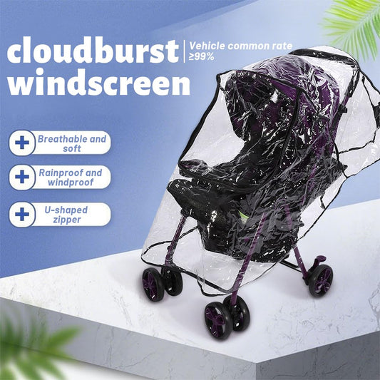 Foldable Stroller Rain Cover - Universal Fit for Small & Medium Umbrella Strollers, Durable Black Binding & Zipper Window (55x75x40cm)