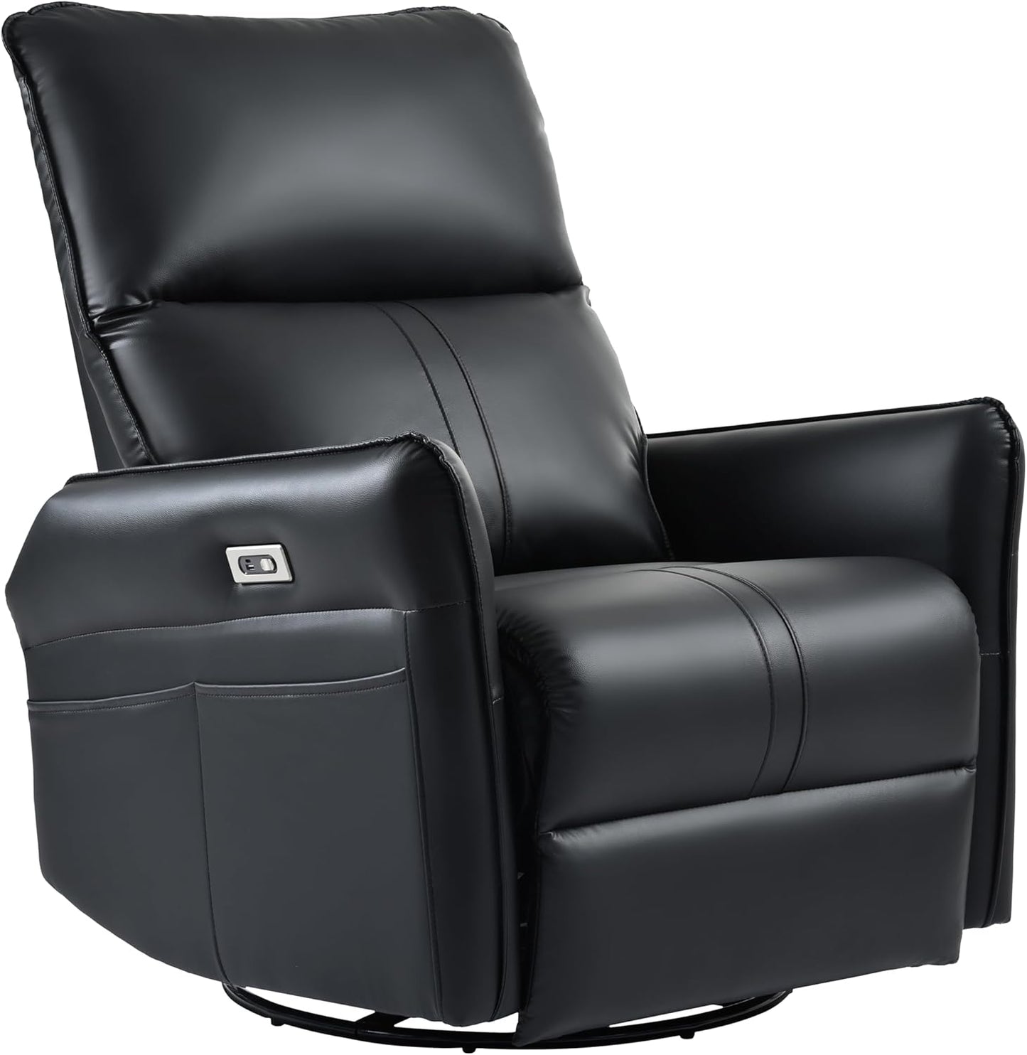 Power Swivel Rocker Recliner Chair for Nursery, Upholstered Snowflake Velvet 270°Swivel Glider Rocker Chair with USB Ports, Small Power Recliners for Small Spaces Living Room