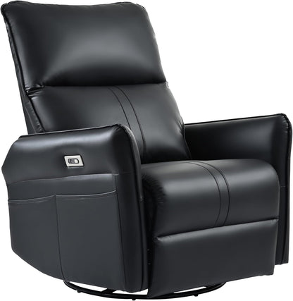 Power Swivel Rocker Recliner Chair for Nursery, Upholstered Snowflake Velvet 270°Swivel Glider Rocker Chair with USB Ports, Small Power Recliners for Small Spaces Living Room