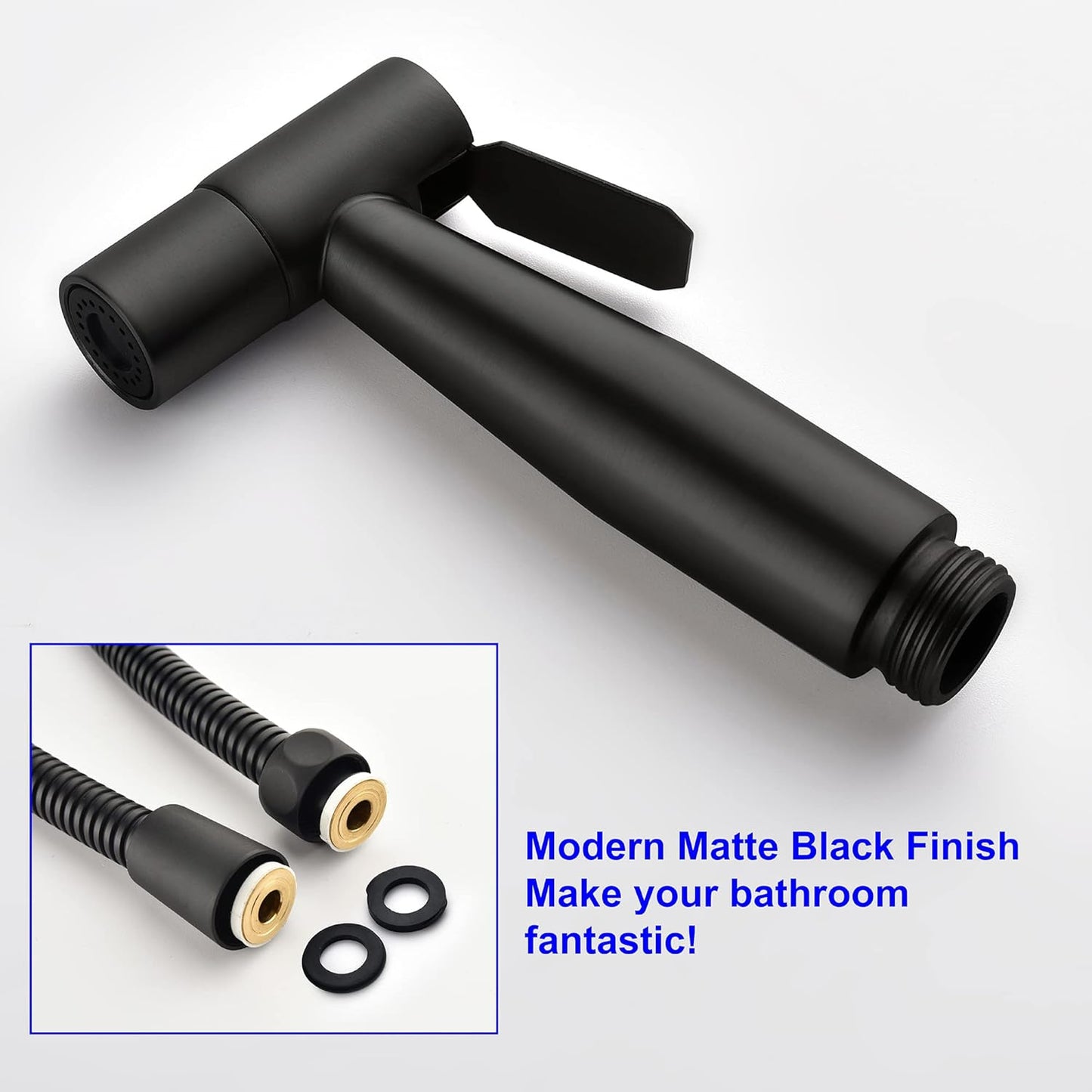 SHAMANDA Handheld Bidet Sprayer for Toilet, Stainless Steel Baby Cloth Diaper Sprayer Kit, Bathroom Toilet Bidet Attachment Set for Bathing Pets Feminine Hygiene, Matte Black BDS01-7