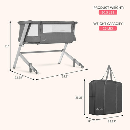 Dream On Me Skylar Bassinet and Bedside Sleeper, Adjustable Heights, Breathable Mesh Sides, Plush Mattress Pad, Wheels with Safety Locks & Tool-Free Assembly, Compact Fold & Travel Bag - Pink