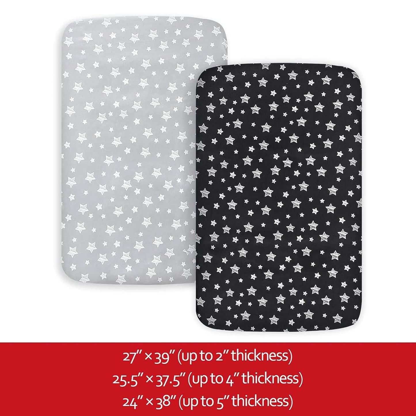 Pack and Play Sheets, 2 Pack Mini Crib Sheets, Stretchy Playard Fitted Sheet, Compatible with Graco Pack n Play, Soft and Breathable Material, Planet & Flower