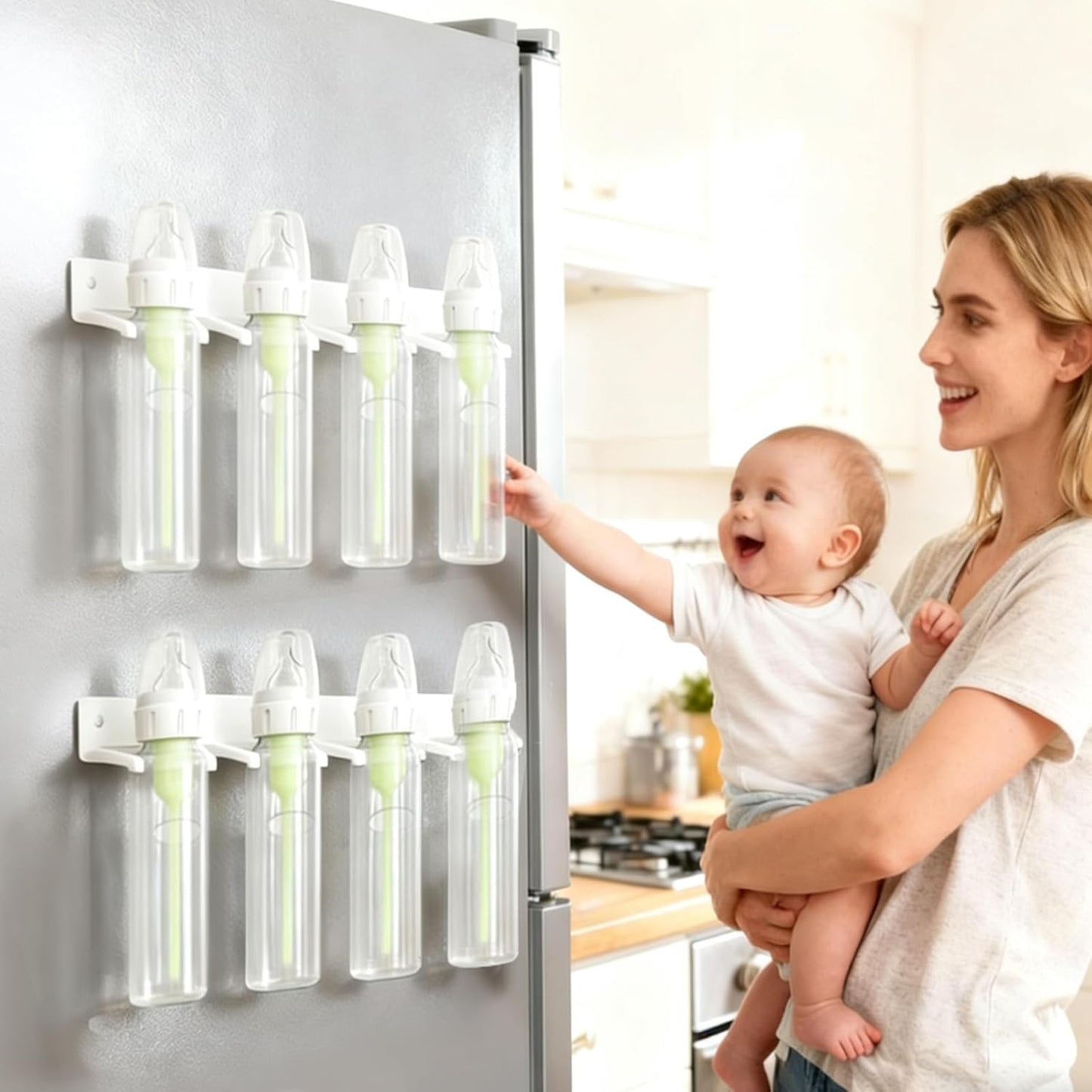 Palksky Baby Bottle Storage Organizer for Dr. Brown's,Baby Bottle Holder for Wall Storage, Fridge and Cabinet, Space Saving Organizer for Baby Stuff Essentials（2-Pieces）