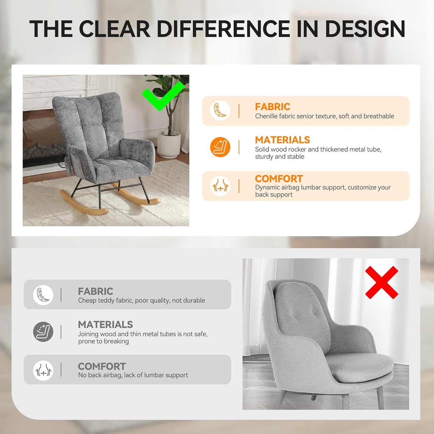 Nursery Rocking Chair Teddy Upholstered Glider Rocker Rocker Accent Chair with High Backrest Armchair Comfy Side Pocket Modern Rocking Accent Chairs for Living Room, Nursery, Office-Green