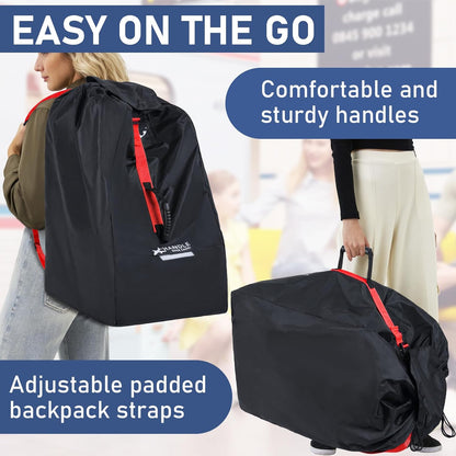 Car Seat Travel Bag for Airplane, Large Waterproof Car Seat Bags Fits Most Infant Car Seats, Convertible Car Seats, Booster Seats, Car Seat Bases, Adjustable Shoulder Strap, Blue