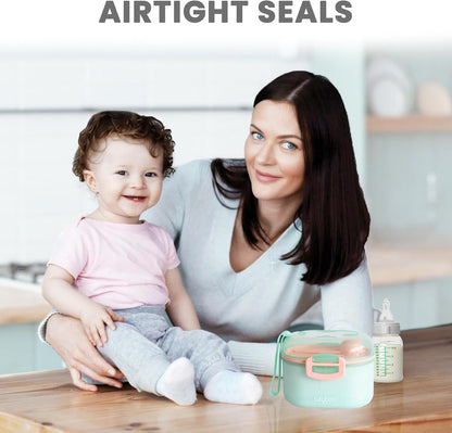 Lulyboo Baby Formula Milk Powder Container - Travel-Friendly, Airtight Storage with Scoop & Spork, Compact BPA-Free, Easy-to-Clean Portable Baby Feeding Accessories (Clay)