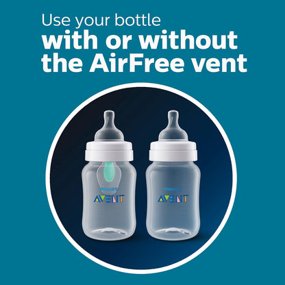 Philips Avent Anti-Colic Bottle with AirFree Vent, 4oz, with Flow 1 Nipples, 0m+, 4pk, Clear, SCY701/04