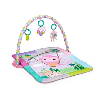 Bright Starts Treetop Bloom Baby Activity Gym & Tummy Time Mat with Toy Bar and 4 Toys, Prop-Up Mirror, Ages Newborn & Up