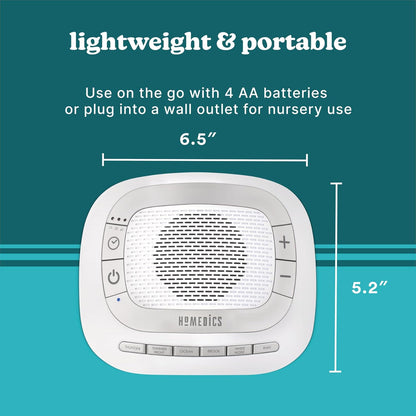 Homedics SoundSleep Rejuvenate White Noise Sleep Machine, Small Travel Sound Machine with 6 Relaxing Nature Sounds, Portable Sound Therapy for Home, Office, Nursery, Auto-Off Timer, By Homedics