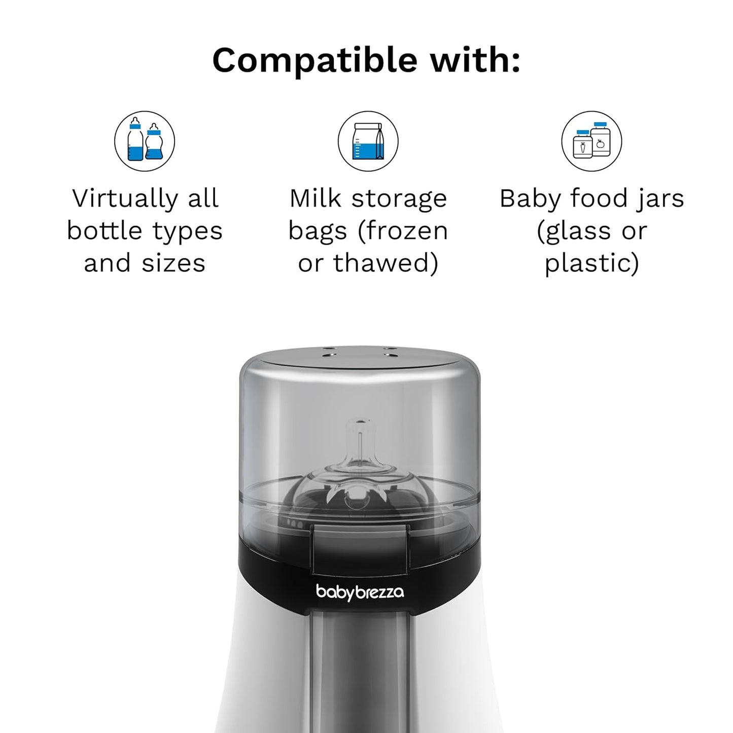 Baby Brezza Smart Baby Bottle Warmer, Breastmilk Warmer + Defroster – Free App - Different Temperatures for Breastmilk + Formula - Universal Fit for All Bottles + Milk Bags - Calentador de Biberones