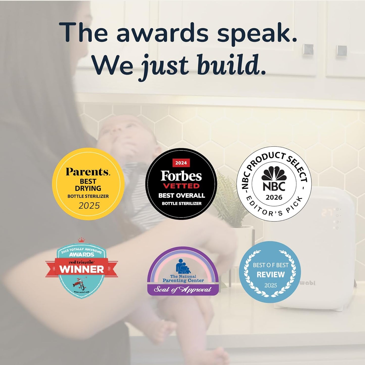 WABI UV LED 3-in-1 Sanitizer & Dryer MINI Box | Disinfect, Dry, & Store Everyday Items, Baby Feeding Gear, and Electronics | Touch Control, LED (No Mercury) | Smart Storage Mode | Fits 4-6 Baby Bottle