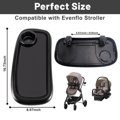 Stroller Snack Tray Compatible with Evenflo, with Stroller Cup Holder Attachment, Stays in Place Tray Attachment, Easy to Install and Take Off, Snacking On The Go, Strollers Travel Accessories