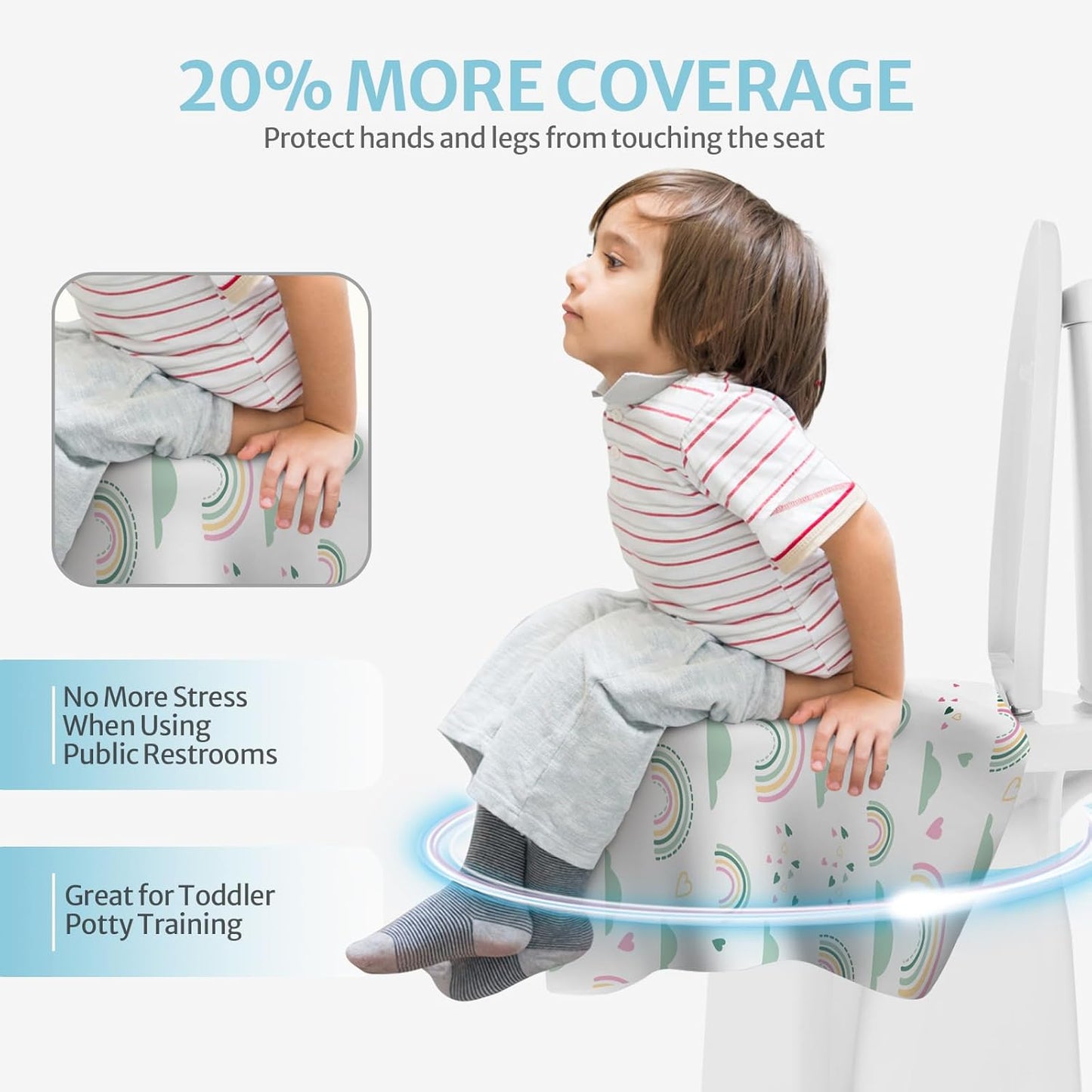 Blissful Diary 20 Pcs Toilet Seat Covers Disposable for Toddlers & Adults, Extra Large Waterproof, Portable Package for Travel, Kids Potty Training(Purple Flowers))