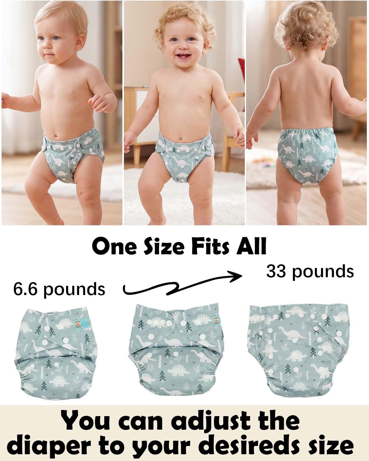 ALVABABY Baby Cloth Diapers 6 Pack with 12 Inserts Cloth Diaper Covers Adjustable Washable Reusable for Baby Girls and Boys